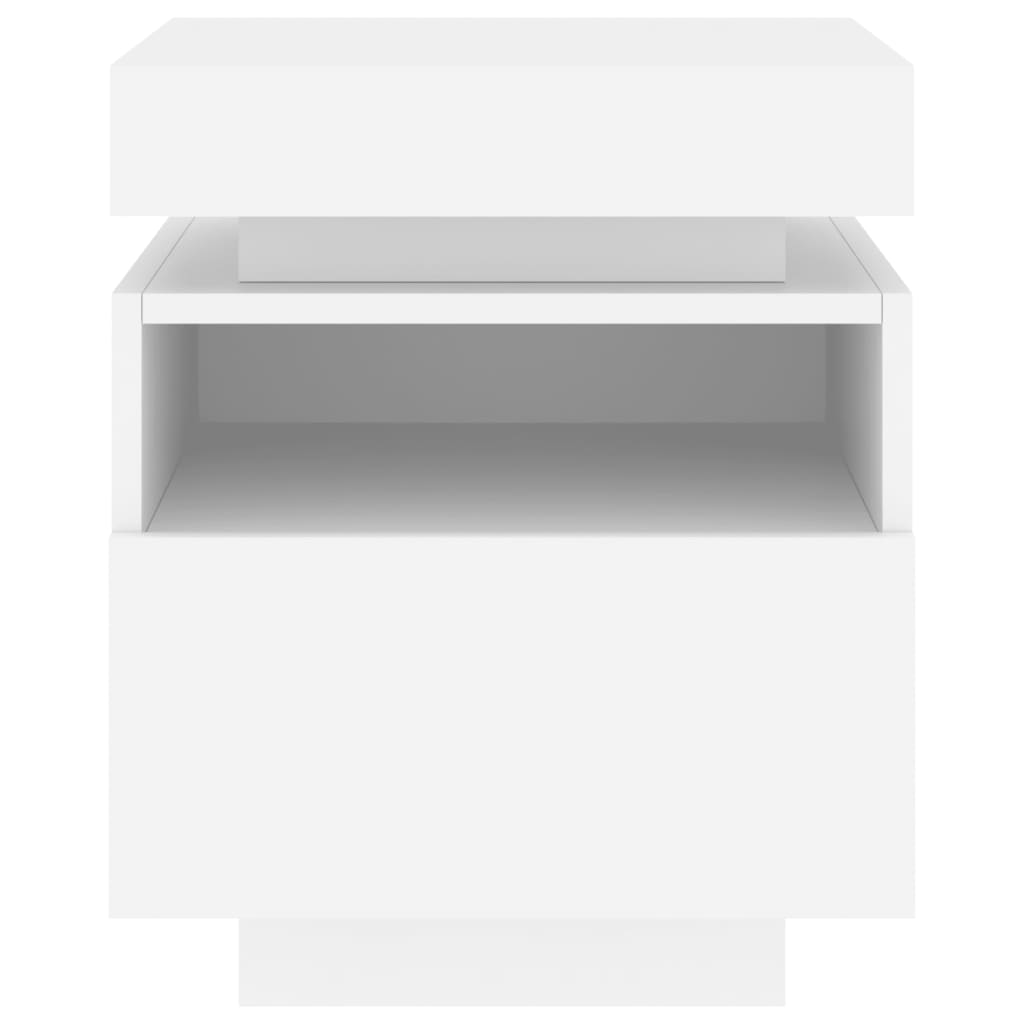 Noční Stolky S Led Osvětlením 2 Ks Bílé 40 X 39 X 48,5 Cm