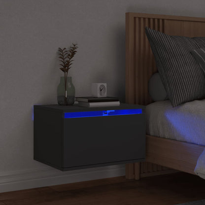 Nástěnné Noční Stolky S Led Osvětlením 2 Ks Černé