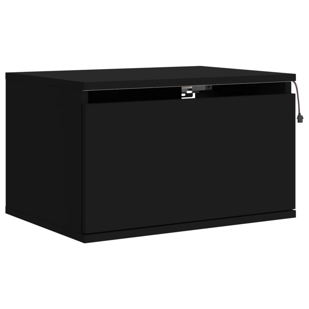 Nástěnné Noční Stolky S Led Osvětlením 2 Ks Černé
