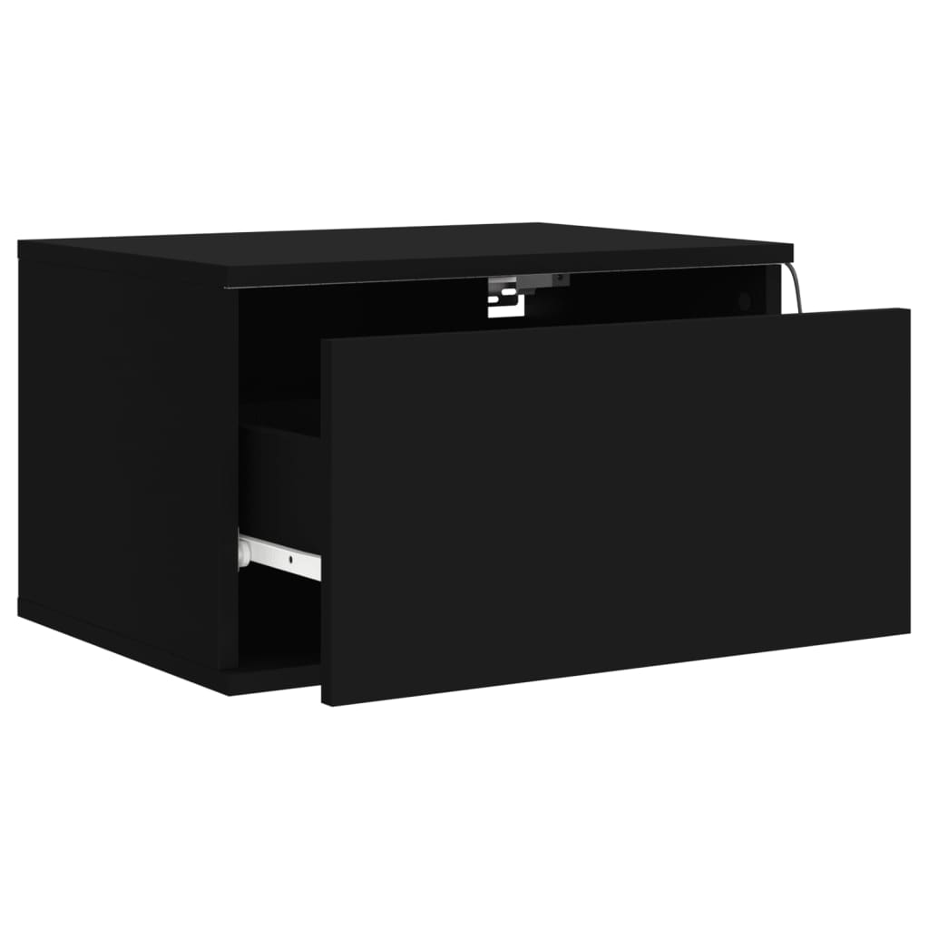 Nástěnné Noční Stolky S Led Osvětlením 2 Ks Černé