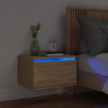 Nástěnné Noční Stolky S Led Osvětlením 2 Ks Černé