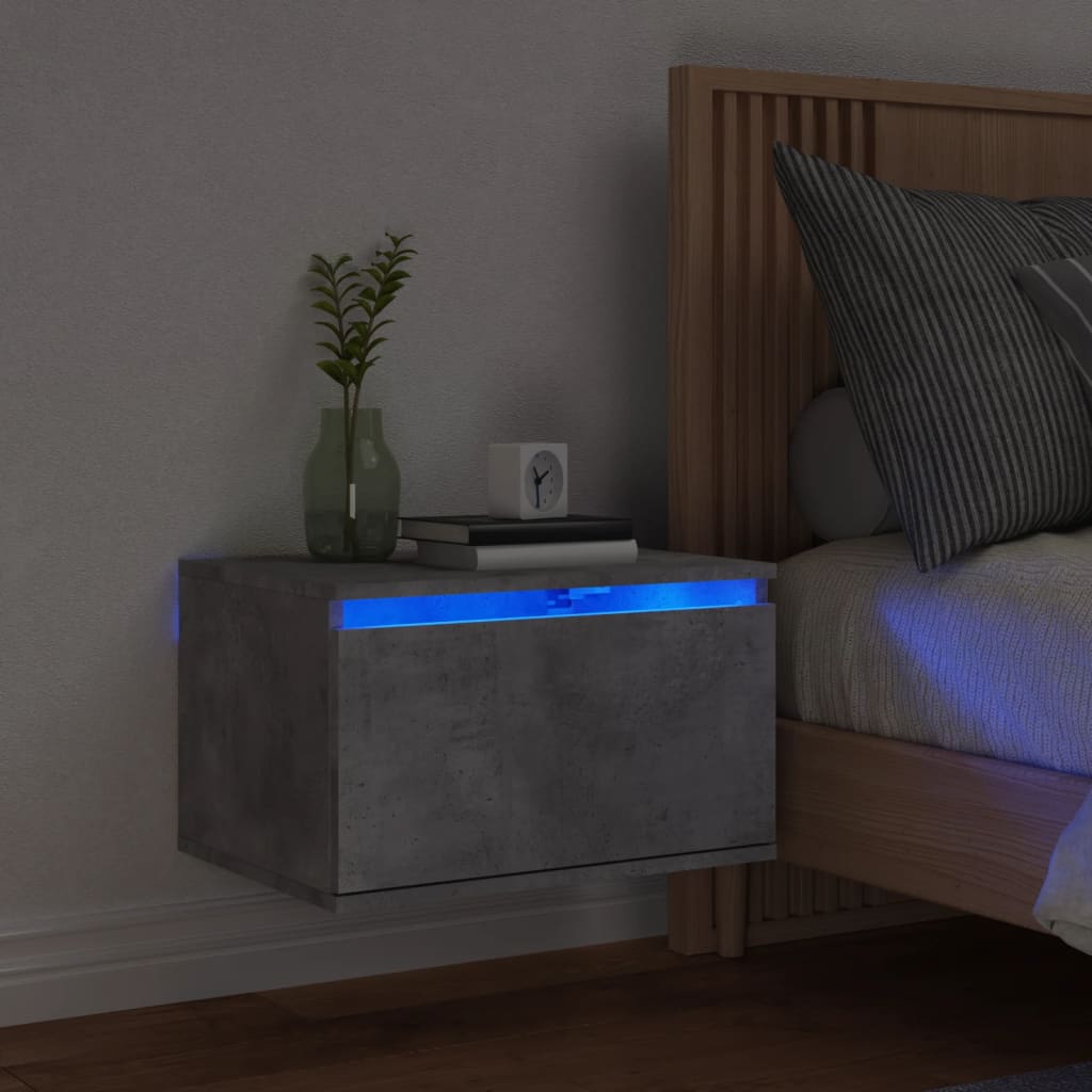 Nástěnné Noční Stolky S Led Osvětlením 2 Ks Černé