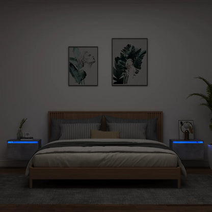 Nástěnné Noční Stolky S Led Osvětlením 2 Ks Černé