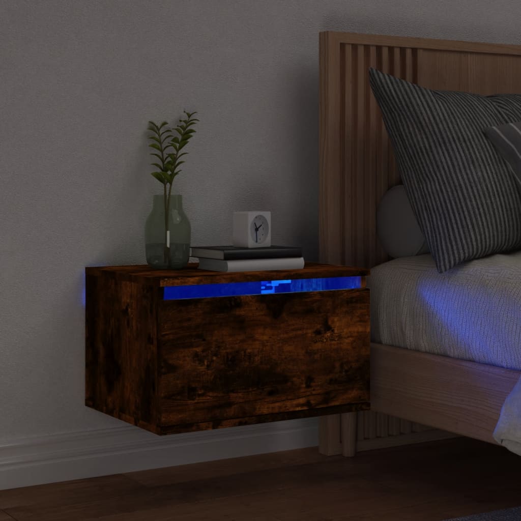 Nástěnné Noční Stolky S Led Osvětlením 2 Ks Černé