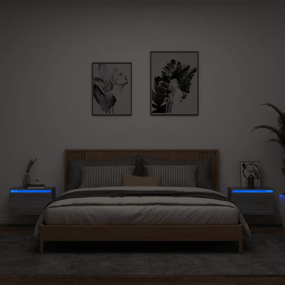 Nástěnné Noční Stolky S Led Osvětlením 2 Ks Černé