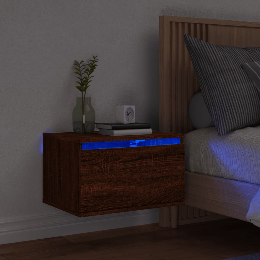 Nástěnné Noční Stolky S Led Osvětlením 2 Ks Černé