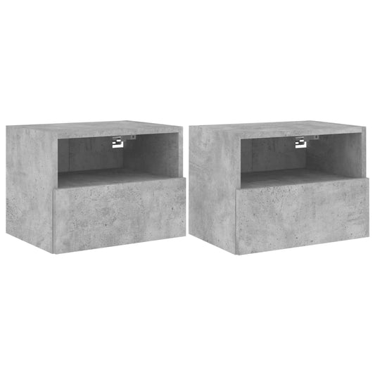 Nástěnné Tv Skříňky 2 Ks Betonově Šedé 40 X 30 X 30 Cm Kompozit