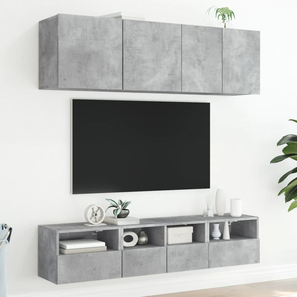 Nástěnné Tv Skříňky 2 Ks Betonově Šedé 40 X 30 X 30 Cm Kompozit