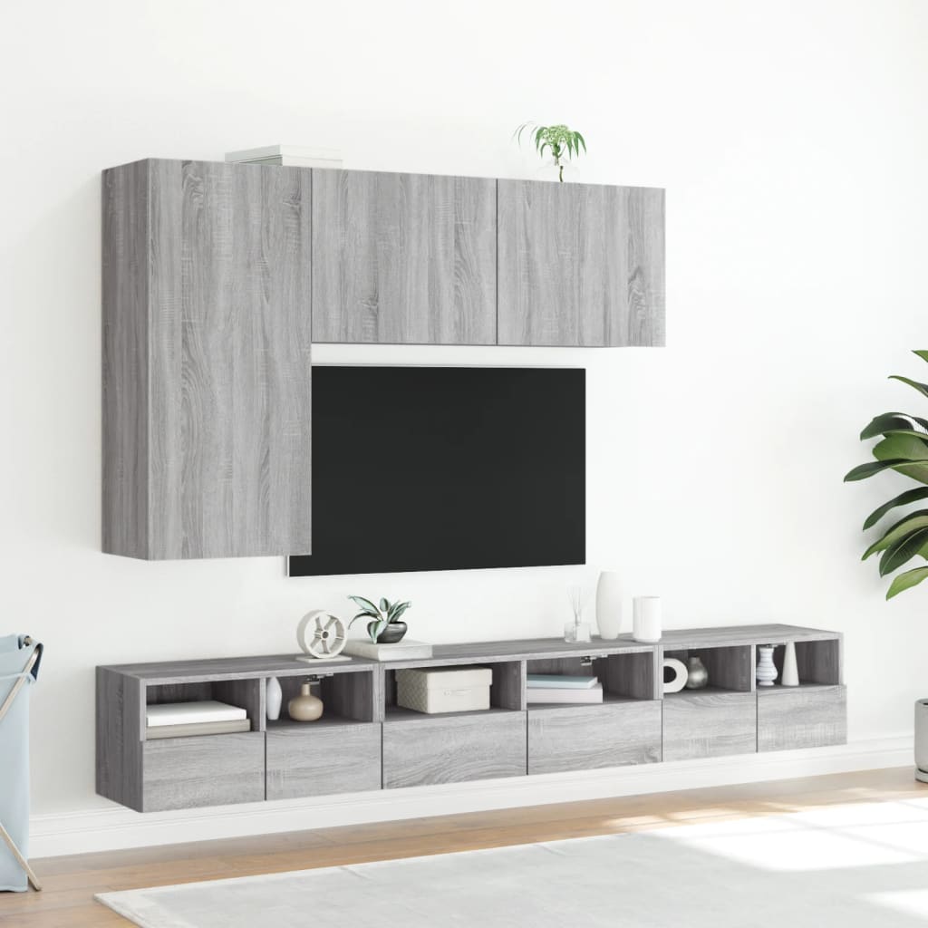 Nástěnné Tv Skříňky 2 Ks Šedé Sonoma 60 X 30 X 30 Cm Kompozit
