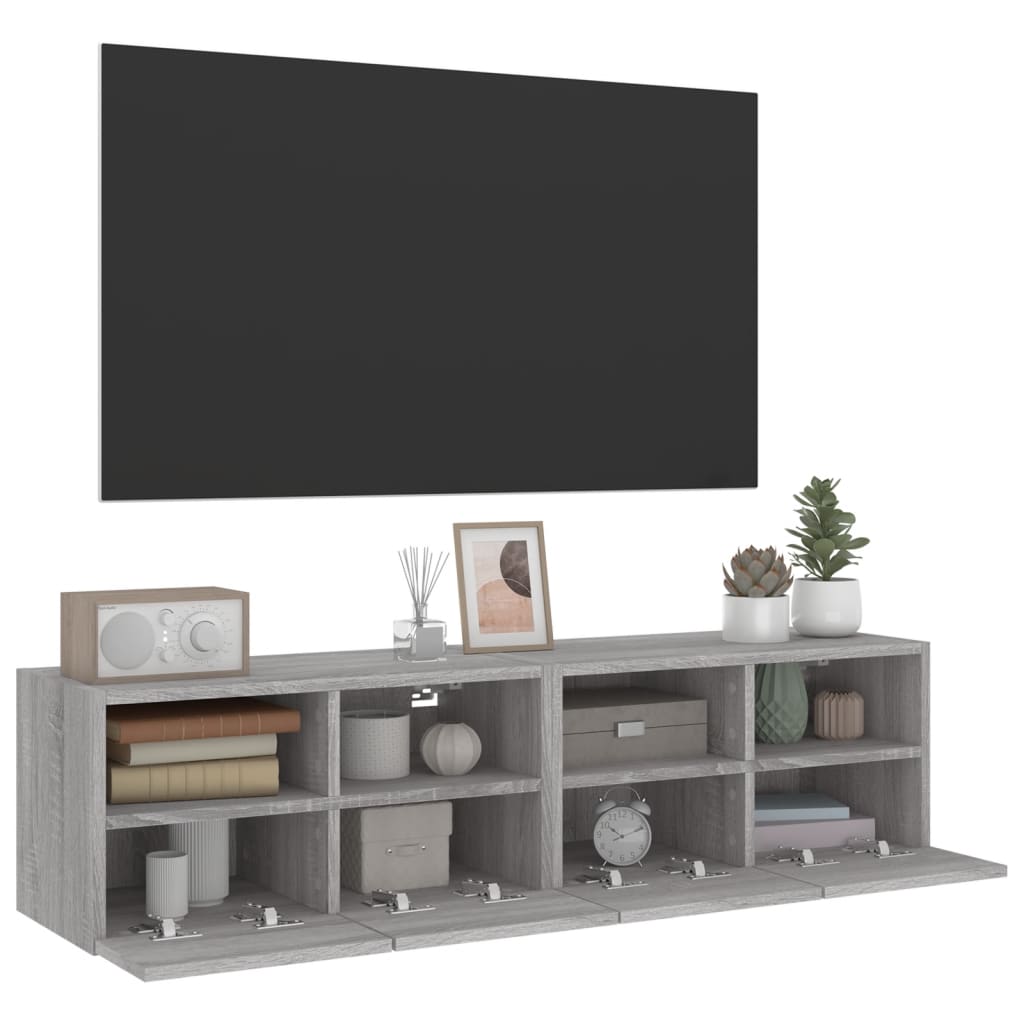Nástěnné Tv Skříňky 2 Ks Šedé Sonoma 60 X 30 X 30 Cm Kompozit