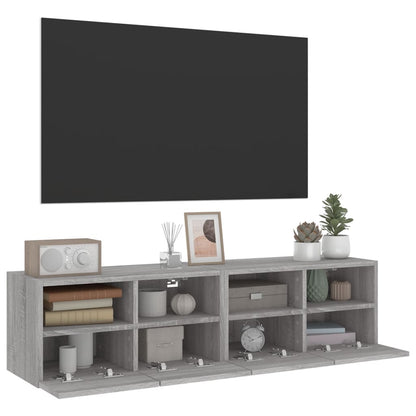Nástěnné Tv Skříňky 2 Ks Šedé Sonoma 60 X 30 X 30 Cm Kompozit