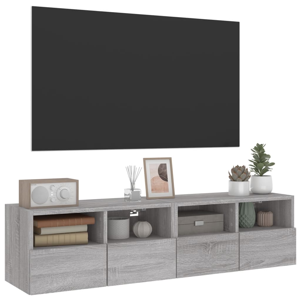 Nástěnné Tv Skříňky 2 Ks Šedé Sonoma 60 X 30 X 30 Cm Kompozit