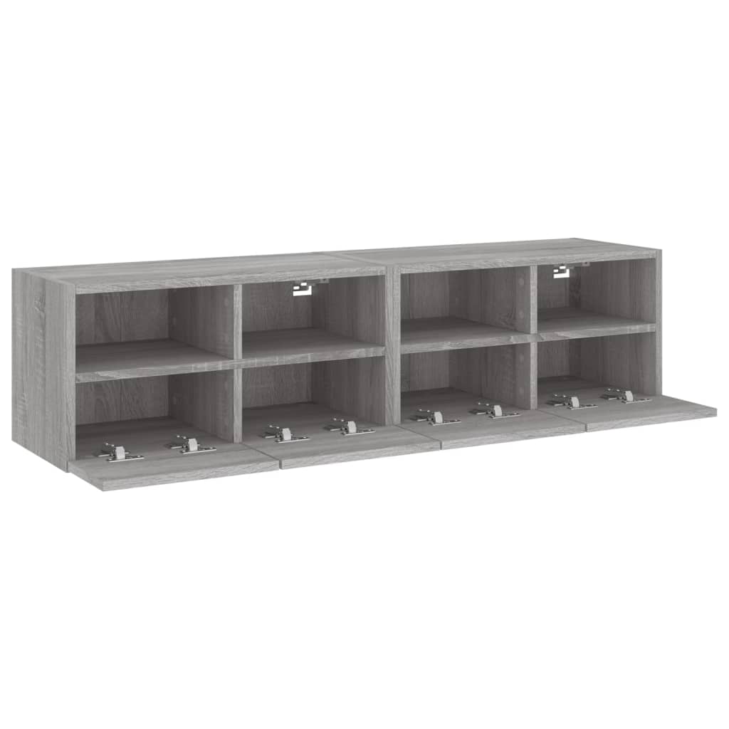 Nástěnné Tv Skříňky 2 Ks Šedé Sonoma 60 X 30 X 30 Cm Kompozit