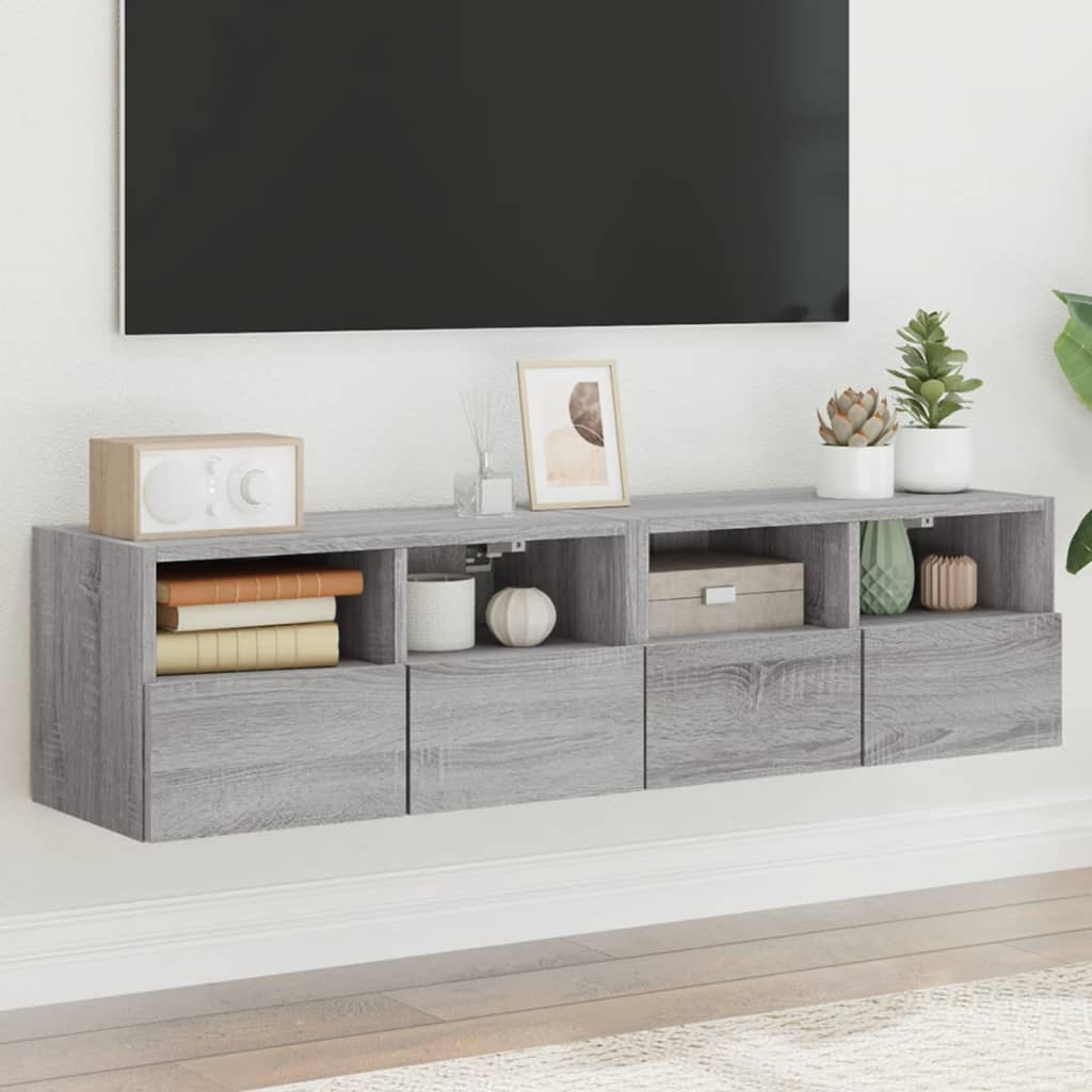 Nástěnné Tv Skříňky 2 Ks Šedé Sonoma 60 X 30 X 30 Cm Kompozit