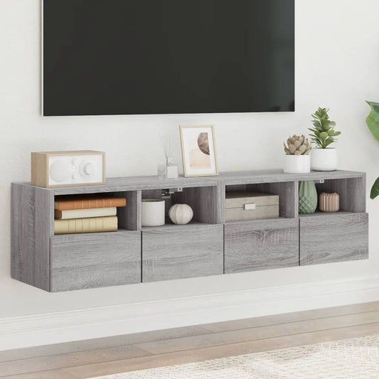 Nástěnné Tv Skříňky 2 Ks Šedé Sonoma 60 X 30 X 30 Cm Kompozit