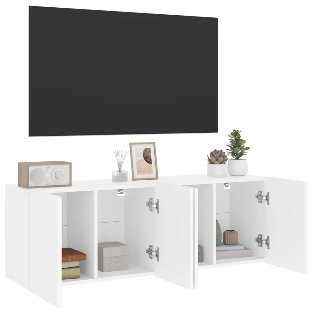 Tv Skříňky Nástěnné 2 Ks Bílé 60 X 30 X 41 Cm