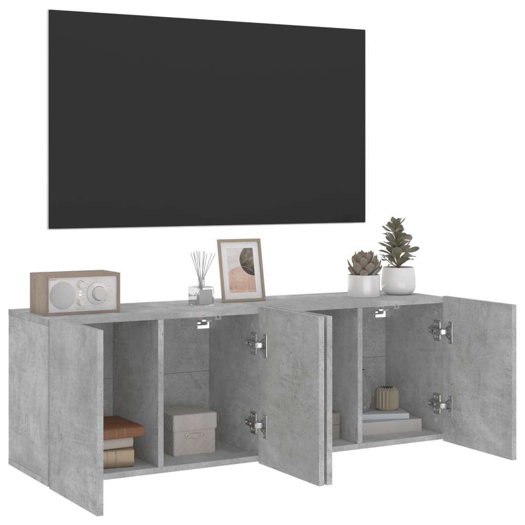 Tv Skříňky Nástěnné 2 Ks Betonově Šedé 60 X 30 X 41 Cm