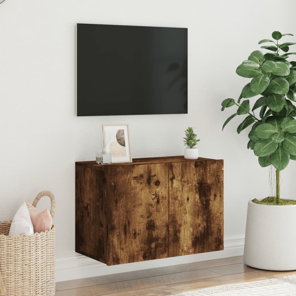 Tv Skříňka Nástěnná Kouřový Dub 60 X 30 X 41 Cm