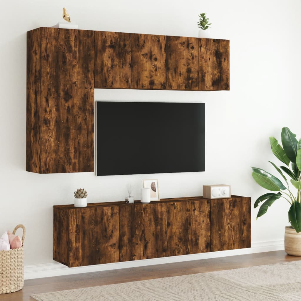 Tv Skříňka Nástěnná Kouřový Dub 60 X 30 X 41 Cm