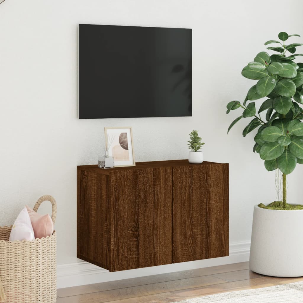 Tv Skříňka Nástěnná Hnědý Dub 60 X 30 X 41 Cm