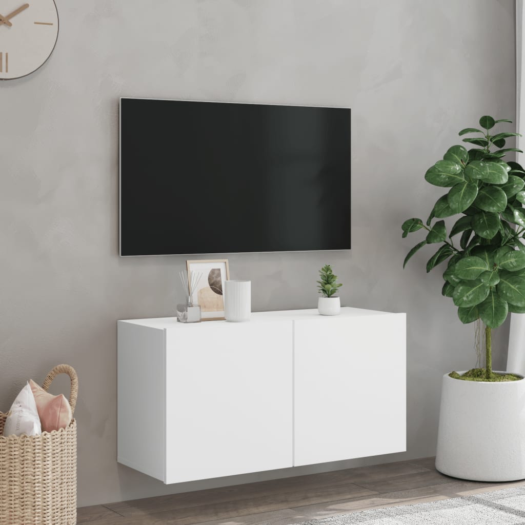 Tv Skříňka Nástěnná Bílá 80 X 30 X 41 Cm