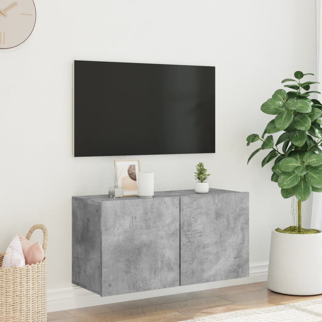 Tv Skříňka Nástěnná Betonově Šedá 80 X 30 X 41 Cm