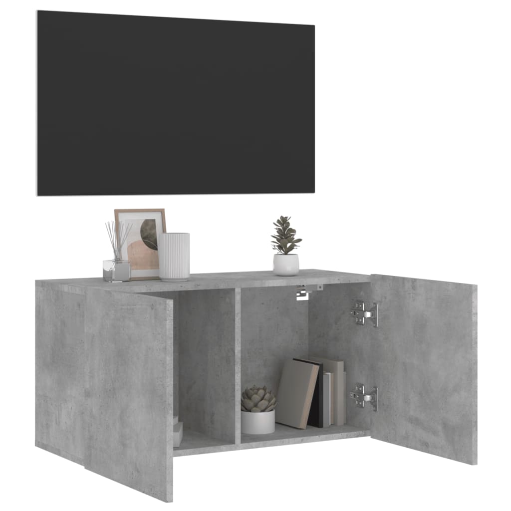 Tv Skříňka Nástěnná Betonově Šedá 80 X 30 X 41 Cm
