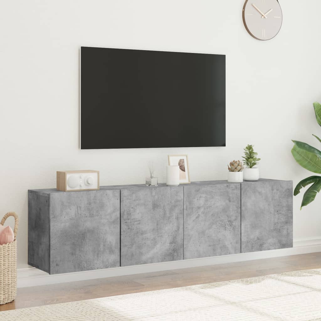 Tv Skříňky Nástěnné 2 Ks Betonově Šedé 80 X 30 X 41 Cm