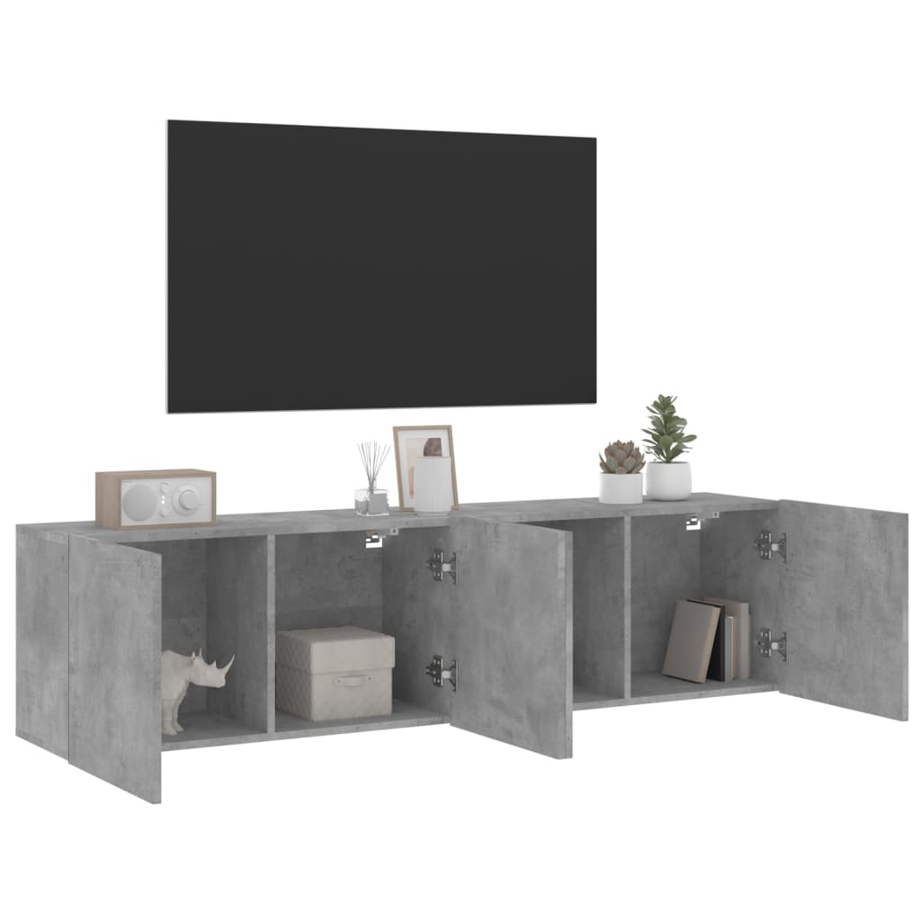 Tv Skříňky Nástěnné 2 Ks Betonově Šedé 80 X 30 X 41 Cm