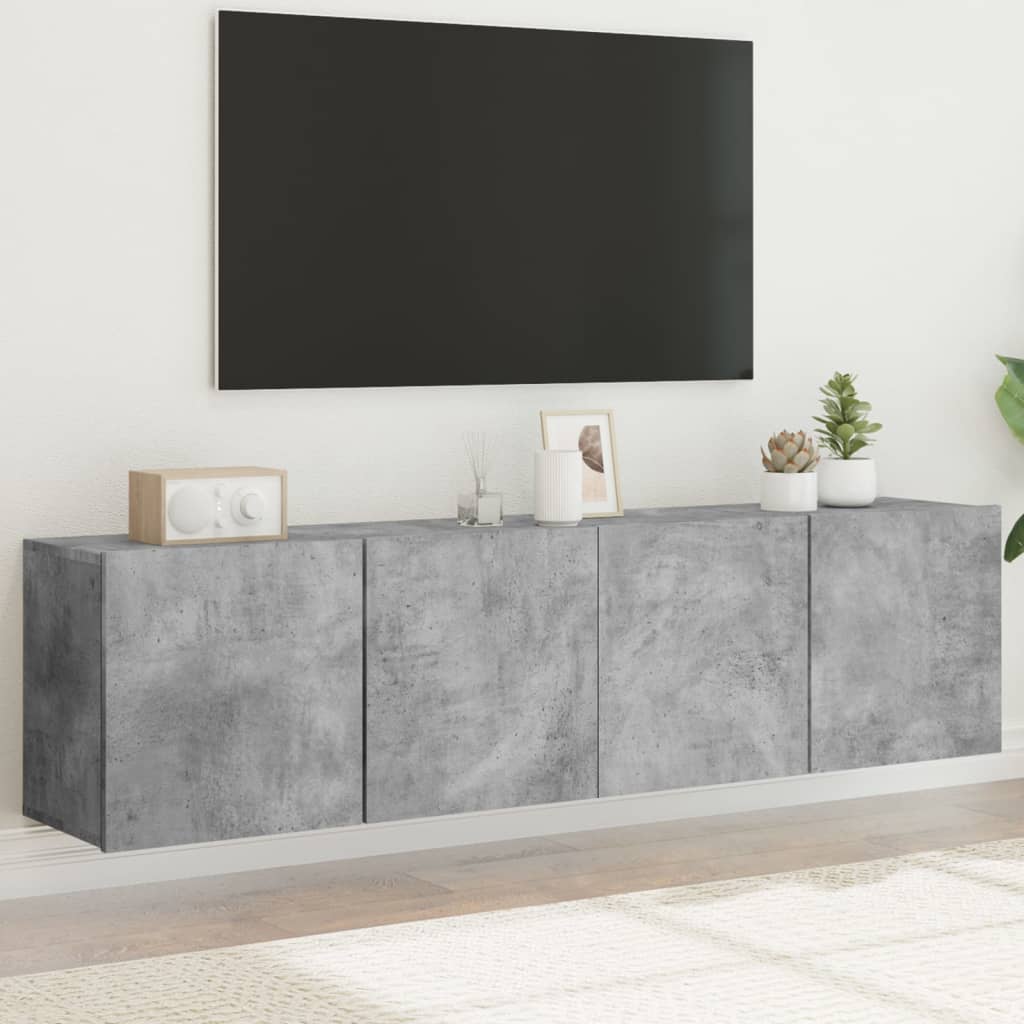 Tv Skříňky Nástěnné 2 Ks Betonově Šedé 80 X 30 X 41 Cm