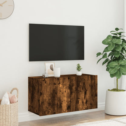 Tv Skříňka Nástěnná Kouřový Dub 80 X 30 X 41 Cm