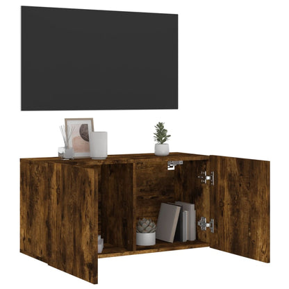 Tv Skříňka Nástěnná Kouřový Dub 80 X 30 X 41 Cm