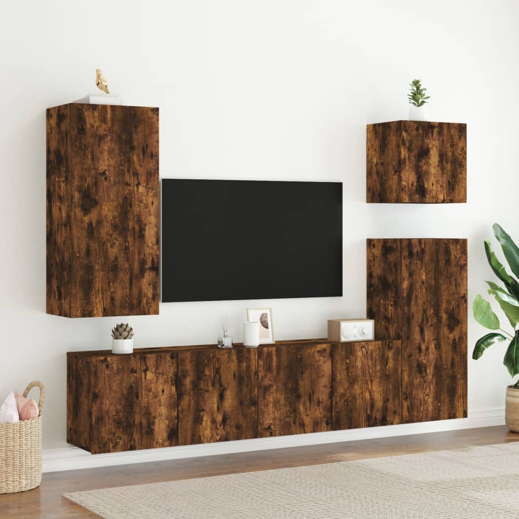 Tv Skříňky Nástěnné 2 Ks Kouřový Dub 80 X 30 X 41 Cm