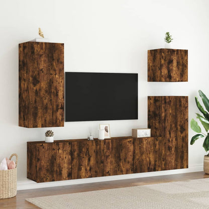 Tv Skříňky Nástěnné 2 Ks Kouřový Dub 80 X 30 X 41 Cm