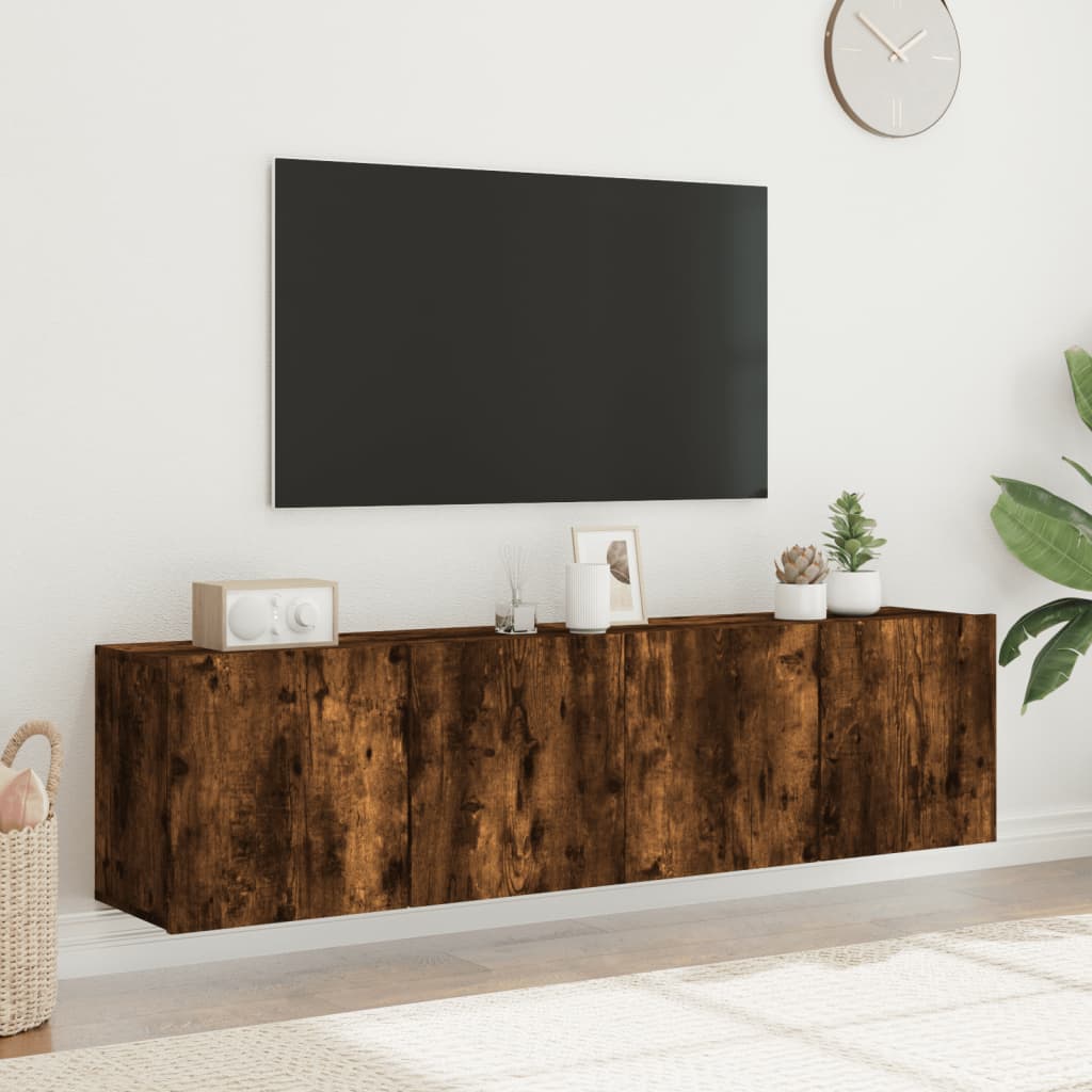 Tv Skříňky Nástěnné 2 Ks Kouřový Dub 80 X 30 X 41 Cm