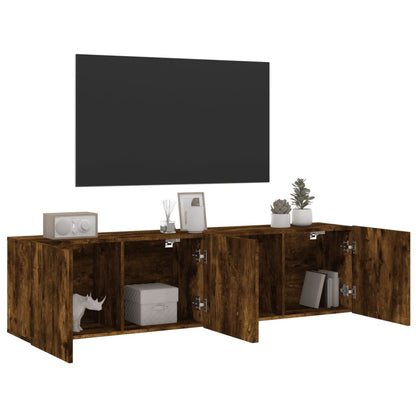 Tv Skříňky Nástěnné 2 Ks Kouřový Dub 80 X 30 X 41 Cm