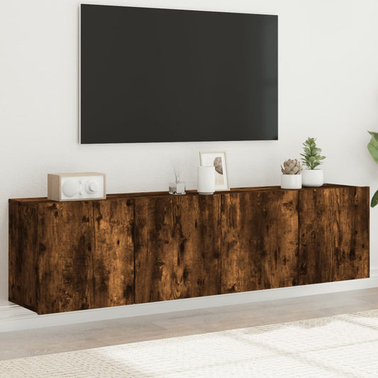 Tv Skříňky Nástěnné 2 Ks Kouřový Dub 80 X 30 X 41 Cm