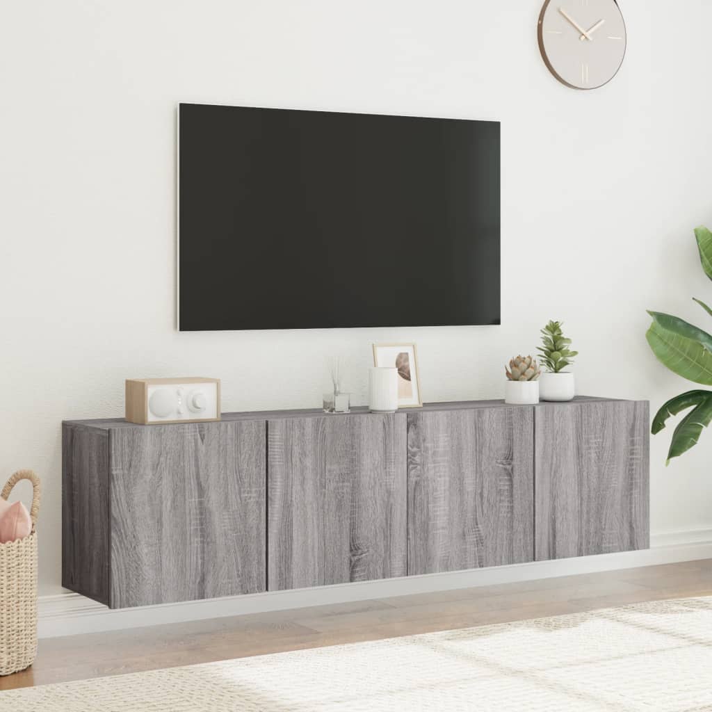 Tv Skříňky Nástěnné 2 Ks Šedé Sonoma 80 X 30 X 41 Cm