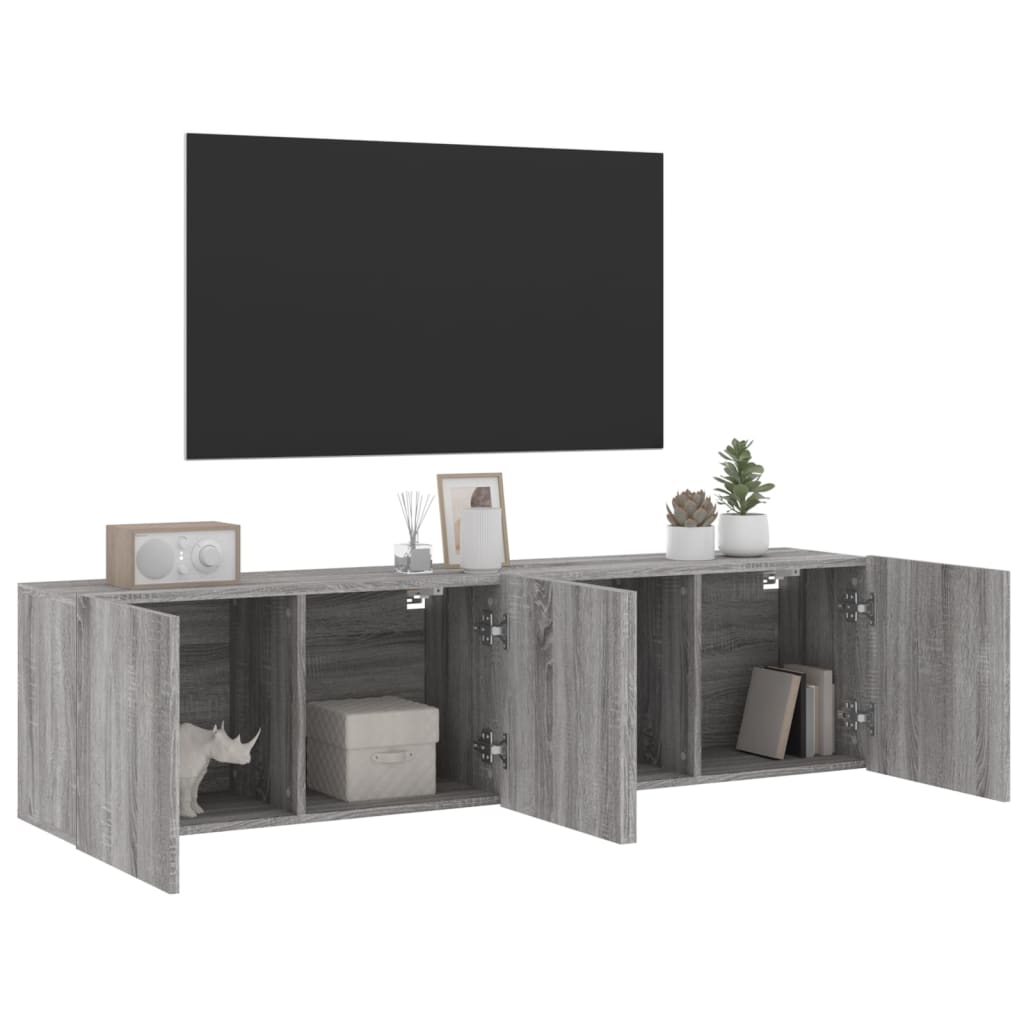 Tv Skříňky Nástěnné 2 Ks Šedé Sonoma 80 X 30 X 41 Cm