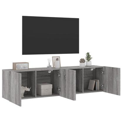 Tv Skříňky Nástěnné 2 Ks Šedé Sonoma 80 X 30 X 41 Cm
