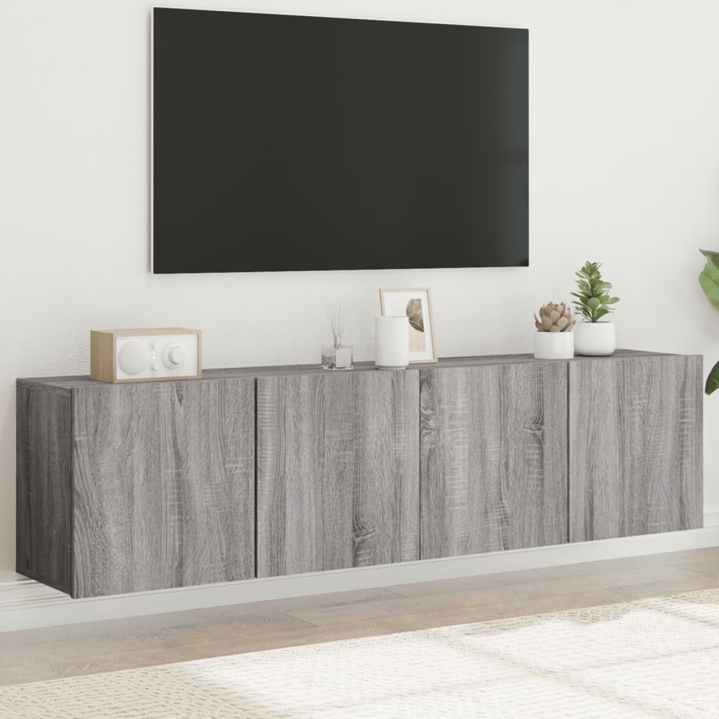 Tv Skříňky Nástěnné 2 Ks Šedé Sonoma 80 X 30 X 41 Cm