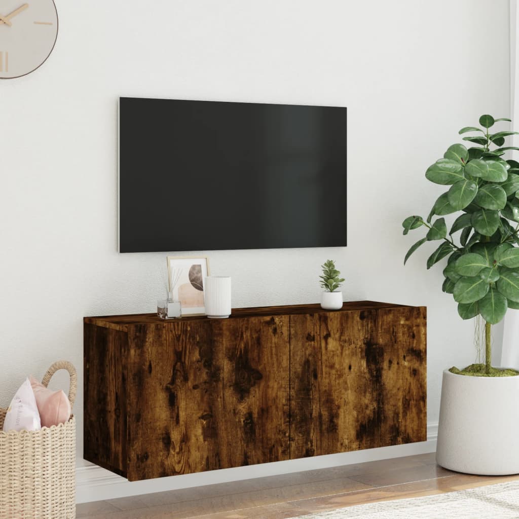 Tv Skříňka Nástěnná Kouřový Dub 100 X 30 X 41 Cm