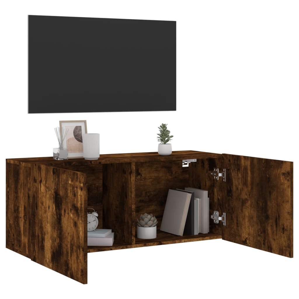 Tv Skříňka Nástěnná Kouřový Dub 100 X 30 X 41 Cm