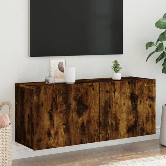 Tv Skříňka Nástěnná Kouřový Dub 100 X 30 X 41 Cm
