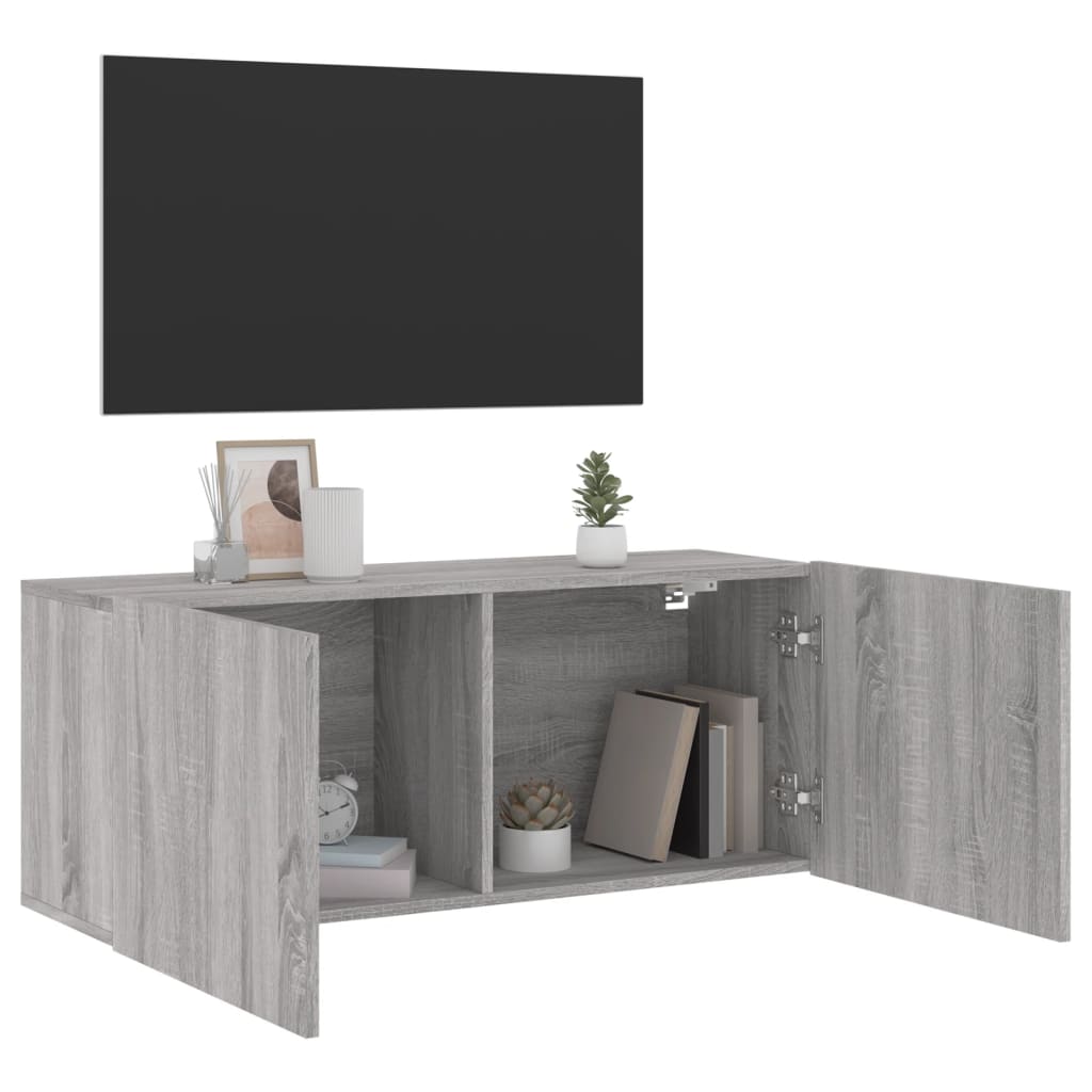 Tv Skříňka Nástěnná Šedá Sonoma 100 X 30 X 41 Cm