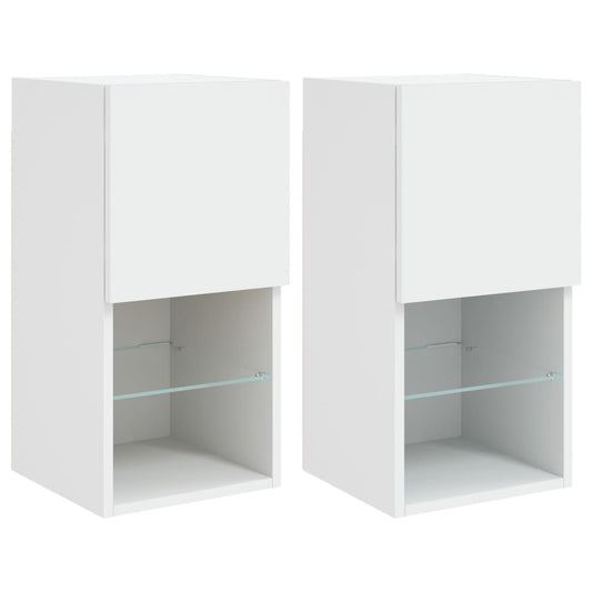 Tv Skříňky S Led Osvětlením 2 Ks Bílé 30,5 X 30 X 60 Cm