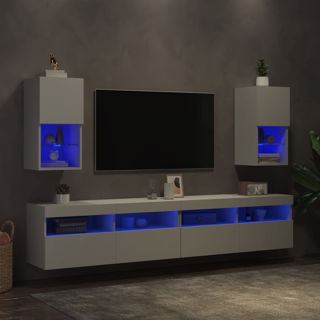 Tv Skříňky S Led Osvětlením 2 Ks Bílé 30,5 X 30 X 60 Cm