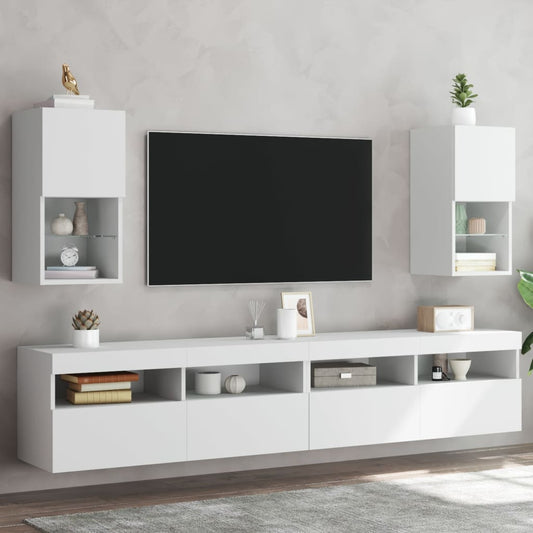 Tv Skříňky S Led Osvětlením 2 Ks Bílé 30,5 X 30 X 60 Cm