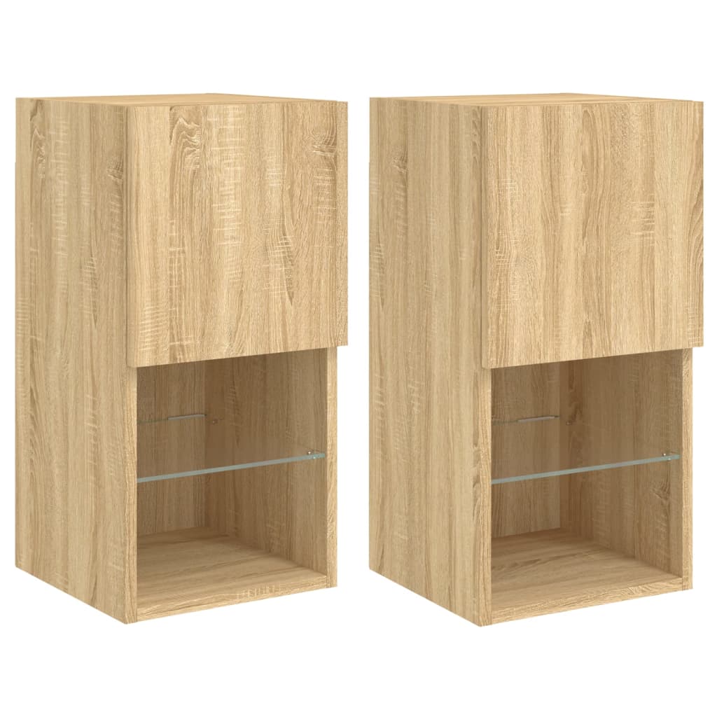 Tv Skříňky S Led Osvětlením 2 Ks Dub Sonoma 30,5 X 30 X 60 Cm