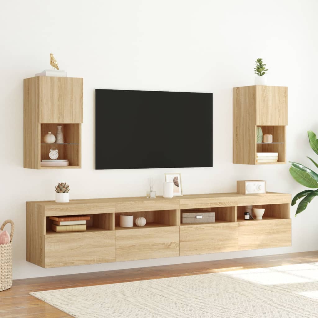 Tv Skříňky S Led Osvětlením 2 Ks Dub Sonoma 30,5 X 30 X 60 Cm